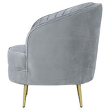 Grey and Gold Upholstered Tufted Chair B062P145585