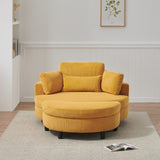 51-inch beige corduroy sofa with two throw pillows and a waist pillow with an extra tray for W1658P167939