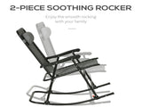 Outdoor Rocking Chair Set of 2, Folding Patio Lawn Rockers with Headrests for Yard, Deck & Backyard, 91920924