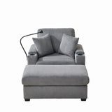 55" Oversized Chaise Lounge Chair Indoor with Ottoman and Storage, Comfy Corduroy Sleeper Chair with W3373P330166