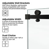 60*72"Fixed & Sliding Shower Door, Square Tube Hardware, Clear Glass Shower Door, 3/8 SGCC T3177P320612