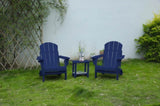Folding Adirondack Chair with Side Table, 3-Piece Adirondack Chair Set with Wood Texture, Navy W2103P254615