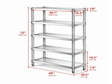 Stainless Steel Shelves 48x18.5 Inch, 5-Tier Adjustable Storage Rack, 330lb Per Shelf Capacity, 75132420