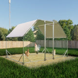 ZNTS 9.94 ft. x 6.46 ft. x 6.36 ft. Metal Large Chicken Coop Walk-in Poultry Cage Run Flat Shaped with W2505P176604