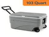 103QT Hard Ice Cooler, Retention Portable Cooler with Wheels, 330LBS Support Seat, Leak-Proof Ice 04871073