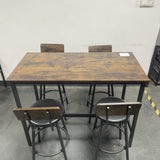 Bar Table Set with 4 Bar stools PU Soft seat with backrest, Grey, 47.24'' L x 23.62'' W x 35.43'' H W1162102876
