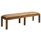 ZNTS Rustic Elegance Brown Fabric Seat 1pc Bench Bold Sturdy Design Rustic Oak Solidwood Frame Dining B011P200230