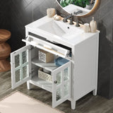 30" Bathroom Vanity with Ceramic Sink, Equipped with Adjustable Shelf and Tip-Out Tray, Bathroom N817P286250W