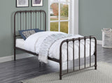 Metal Bed Dark Bronze Finish Twin Platform Bed 1pc, Bed in a Box B011P265593