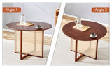 Chinese countryside retro walnut solid wood round table, simple modern imitation rattan table, W1512P355086