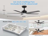 44 inch Ceiling Fans with Lights, Large Air Volume Ceiling Fans with Reversible Quiet DC Motor and 30230038