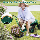 Rolling Garden Work Seat with Wheels, Garden Scooter with 360 Degree Swivel Seat Extendable Handle 82937416