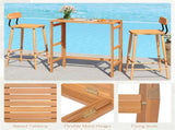Natural Acacia Wood Foldable Patio Bar with Footrest & Slatted Top, Space-Saving Outdoor Pub 16941394