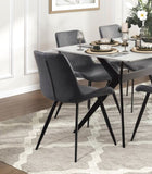 Modern Design Dining Chairs 2pc Set Gray Faux Leather Upholstery Black Metal Legs Kitchen Dining B011P238922