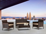 2pcs Arm Chairs 1pc Love Seat & Tempered Glass Coffee Table Rattan Sofa Set Brown Gradient 57903633