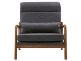 High Back Solid Wood Armrest Backrest Iron Frame Bronzing Cloth Indoor Leisure Chair Dark Grey 44411438