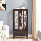 Curio Cabinet Lighted Glass Cabinet Glass Wine Cabinet Curio Display Cabinet with Adjustable Glass W2275P199813