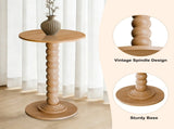 Round Side Table - Solid Wood Leg Small Drink Table for Living Room Bedroom Office,Natural 05193334