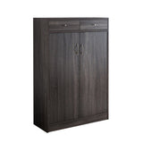 Shoe Cabinet, Two Door Storage Cabinet with Two Drawers, fits 15 Pair of Shoes- Distressed Grey B107130828