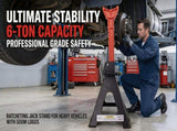 6 Ton Jack Stands, Heavy Duty Steel Car Jack Stand Pair, Adjustable Height Vehicle Support Jacks for 93813513