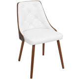 Gianna Mid-Century Modern Dining/Accent Chair in Walnut with White Faux Leather by LumiSource B202P223860