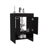 Lorenzo Floor Vanity With Four Drawers And Two Open Shelves, Black B070P337153