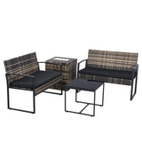 4 Piece Outdoor PE Wicker Furniture Set, Patio yellow Rattan Sectional Sofa Couch with Washable T2712P343645