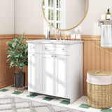 ZNTS 30-Inch White Bathroom Vanity with Ceramic Sink Combo, Abundant Storage Cabinet - 2 Soft close Doors WF532032AAK