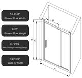 44-48" W x 72" H Scalable adjustable frame Shower Door with 1/4" Clear SGCC Tempered W2965P364887