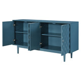 TREXM Modern 4-door Sideboard with Convex Pattern Doors and 2 Silver Handle for Living Dining GL-N715P183105M