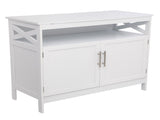 Double Door Side Cabinet With Partition White 90596729