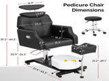 Black PVC IronFrame Pedicure Chair, Manual Reclining with Stool & Basin 43026669