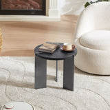 Round Coffee Table Black Oak Wood Surface and Black Metel Feet W820P272124