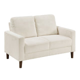 Modern Contemporary Beige Corduroy Upholstered Loveseat Comfortable Cushion Solid Wood Living Room B011P359659