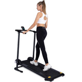 ZNTS Manual Treadmill Non Electric Treadmill with 10° Incline Small Foldable Treadmill for Apartment Home W153265317