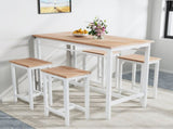 5-piece modern kitchen table with four bar stools Bar table set 5PC,metal frame and MDF, white 92378769