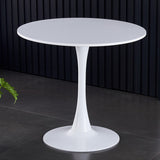 White Round Table, Modern Dining Table, MDF Top and Steel Base Tulip Round Kitchen Table, Mid W2641P192316