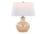 Gloria Round 20" Contemporary Glass Accent Lamp in Clear Champagne Lustre Glass, Chrome Metal and B202P224028