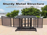 Adjustable Patio Recliner Chair Metal Outdoor Lounge Chair with Flip Table Push Back, Adjustable W1859P196387