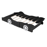 Twin Size Race Car-Shaped Platform Bed with Wheels,Black WF298789AAB