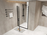 34"x 72" Pivot Shower Door, Matte Black Aluminum Frame, Half Frame ,1/4" Tempered Glass W1675P295822