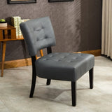 Blended Leather Tufted Accent Chair with Oversized Seating, Gray T2574P164247