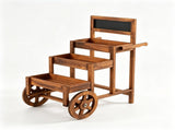 3-Tier Wooden Plant Display Stand, Carbonized Fir Wood Flower Cart with Chalkboard & Rolling Wheels, 65513384
