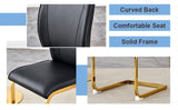 Luxury Simple Arch Chair - Set of 2 BLACK PU Material High Resilience Dining Chair with Arched Metal W1151P154874