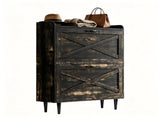 2-Drawer Top-Mounted Barn Door Shoe Cabinet Melamine Board Embossed MDF Shoe Cabinet 61546601