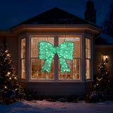 Pre-lit Outdoor Giant Bowknot Christmas Decoration, Lighted Metal Frame with 124 Green LED Lights, 98114794