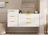 Wall Mounted Floating Cabinet W/Decor Line, 12inch Side Cabinet with Drawers N710P324099K