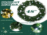 48in Pre-lit Christmas Wreath, Lighted Artificial Xmas Wreath with 150 Cold & Warm White Lights and 54938553