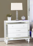 Modern style Mirror Framed Nightstand Made with Wood in White 808857739766