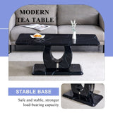 Modern minimalist black MDF pattern sticker pattern MDF rectangular coffee table. Add a peaceful and W1151P243154